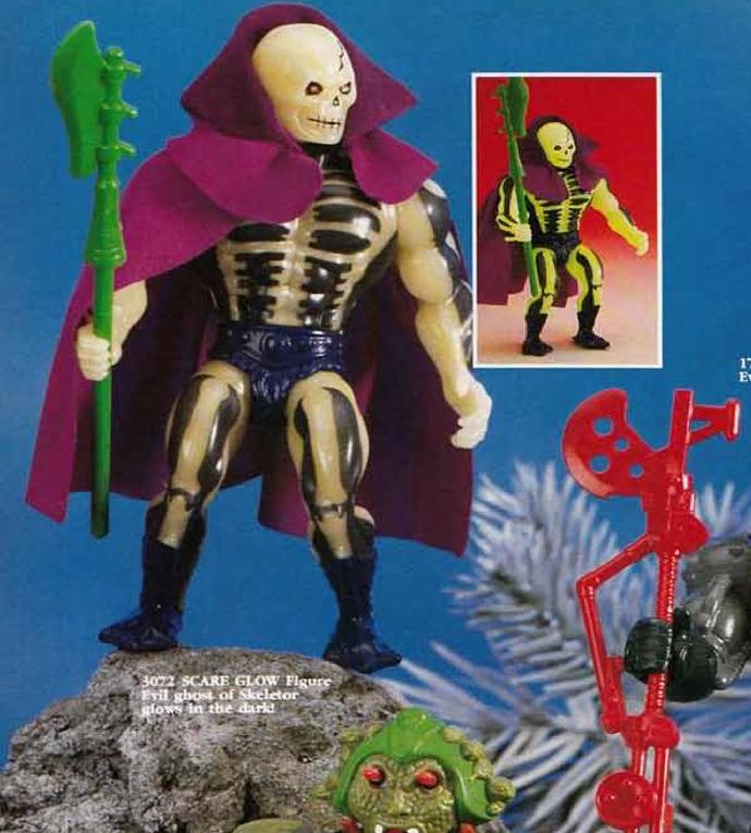 Vintage 1980s He-man Masters of the Universe Scareglow Glow in the Dark Skeleton  Action Figure Authentic Original 80s MOTU Mattel Toys 