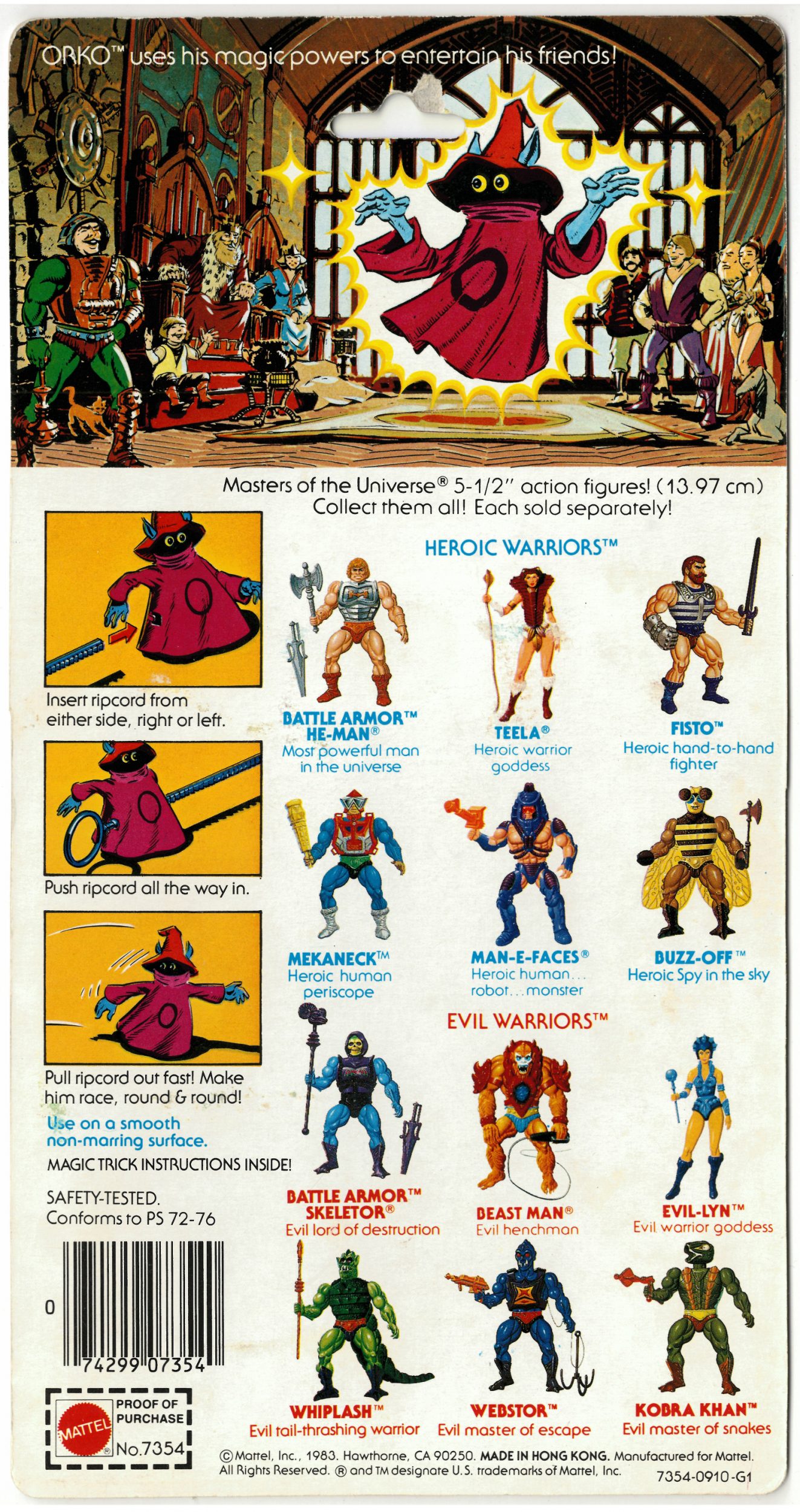 Anleitung Back Card & Comic MotU Masters Of The Universe Orko 1984 